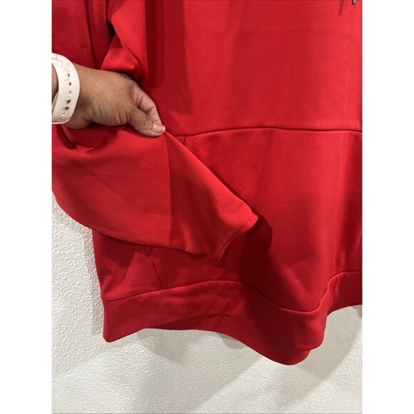 Under Armour Fleece Big Logo Hoodie Sz XXL Red Black Big Logo Pullover Pocket - Picture 3 of 12